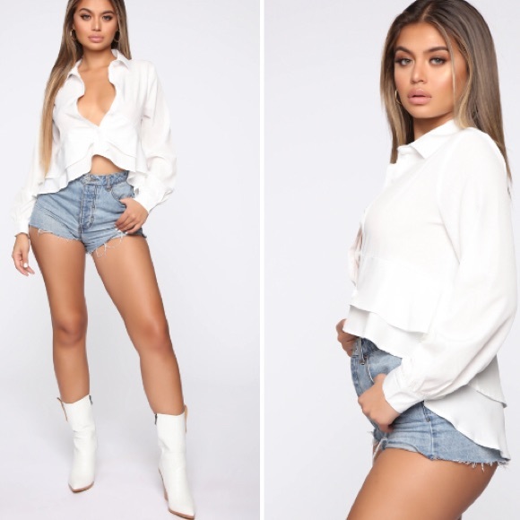 NWT Sexy White Button Up Long sleeve women’s dress shirt - Picture 2 of 7